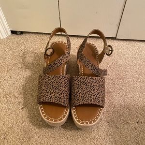 Cheetah platform espadrilles wedge heel